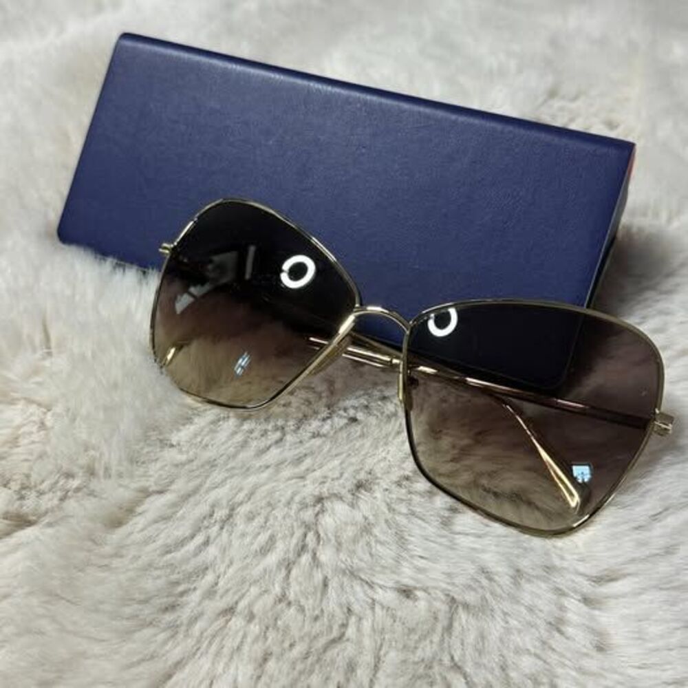 CELINE Oversized Gold Metal Brown Gradient Sunglasses Made Italy